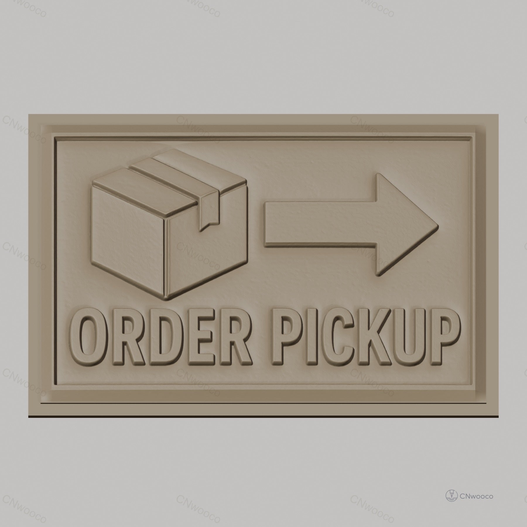 Fichier CNC & impression 3D thème pick up commande, boîte colis flèche direction, haute qualité relief STL