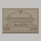 Fichier CNC & impression 3D boutique glace, bancs, cornet de glace, vitrine, haute qualité relief STL