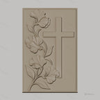 Fichier CNC & impression 3D Croix et fleurs, relief floral ornemental, haute qualité relief STL