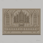 Fichier CNC & impression 3D orgue d'église gothique, vitraux et banquettes sculptés, haute qualité relief STL