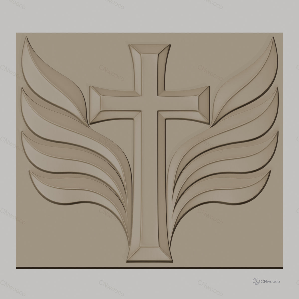 Fichier CNC & impression 3D croix chrétienne avec ailes, haute qualité relief STL