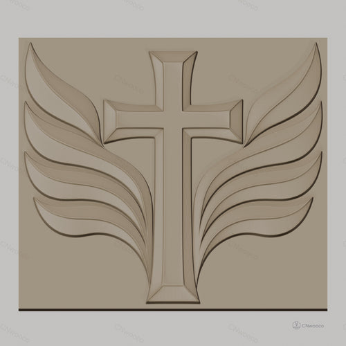 Fichier CNC & impression 3D croix chrétienne avec ailes, haute qualité relief STL