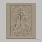 Fichier CNC & impression 3D mains en prière, halo religieux, haute qualité relief STL