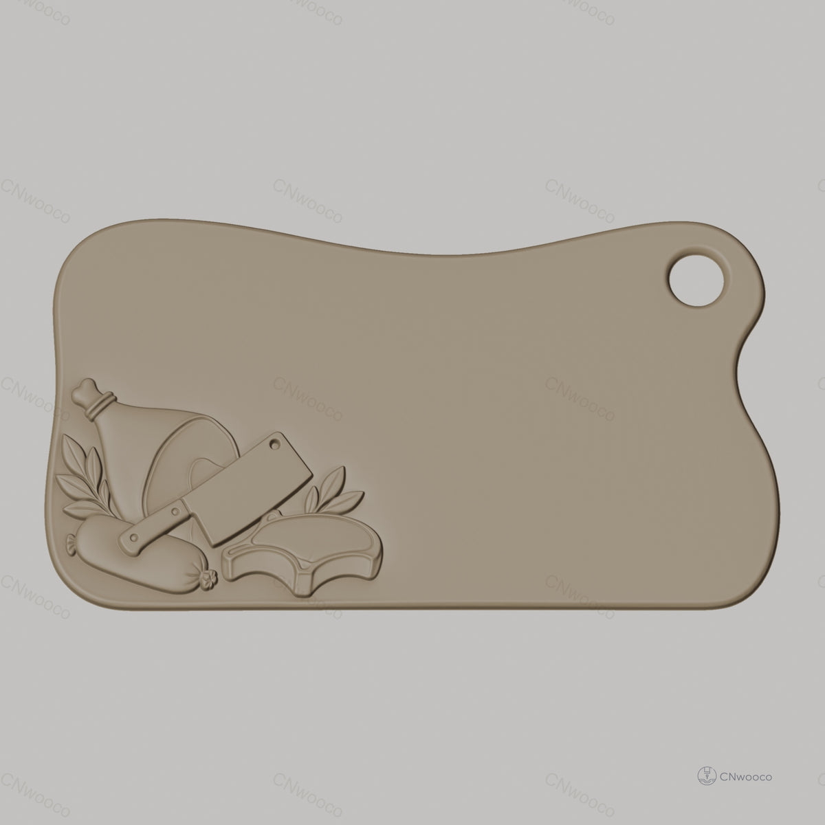 Fichier CNC planche à découper, viande, couteau, bas-relief pour sculpture sur bois, STL