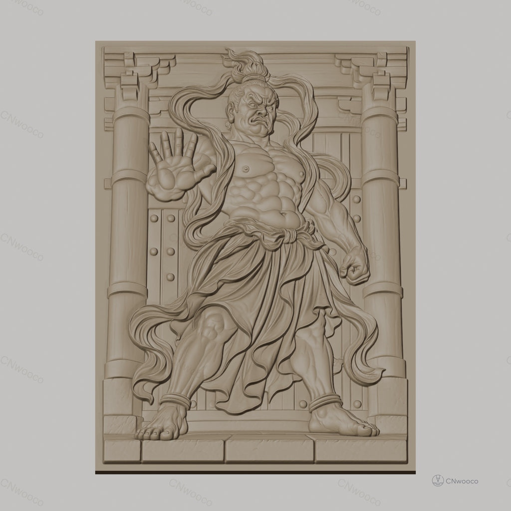 Fichier CNC & impression 3D guerrier japonais, architecture traditionnelle, muscles détaillés, haute qualité relief STL