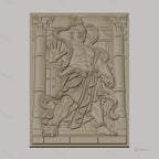 Fichier CNC & impression 3D guerrier japonais, architecture traditionnelle, muscles détaillés, haute qualité relief STL