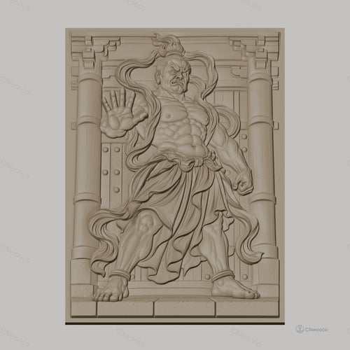 Fichier CNC & impression 3D guerrier japonais, architecture traditionnelle, muscles détaillés, haute qualité relief STL