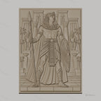 Fichier CNC & impression 3D héros égyptien, temple, statues, bouclier et lance, haute qualité relief STL
