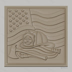 Fichier CNC & impression 3D drapeau américain, casque pompier, hache et tuyau, haute qualité relief STL