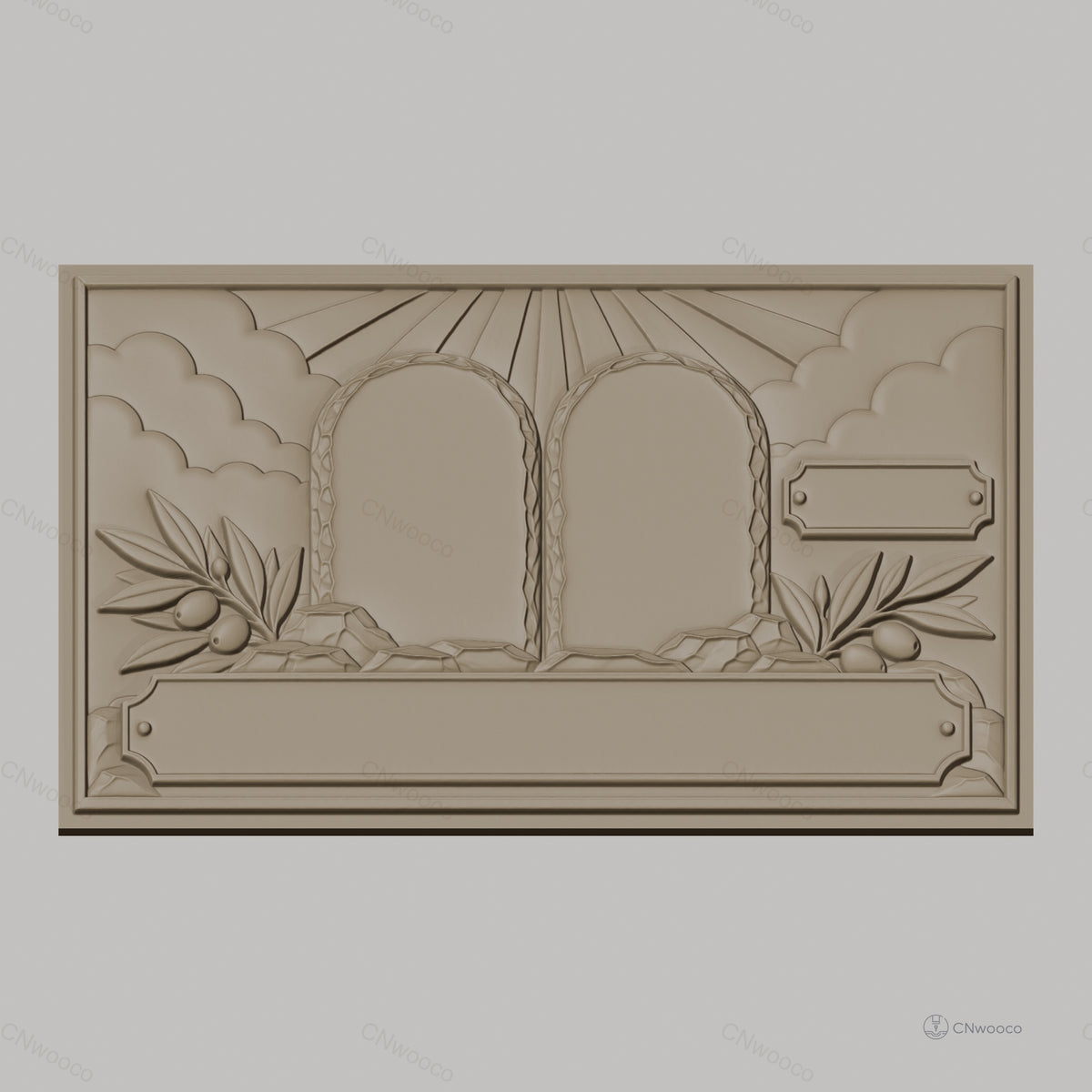 Fichier CNC & impression 3D Tables des lois, rayons du soleil, branchages d'olivier, haute qualité relief STL