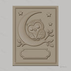 Fichier CNC & impression 3D chouette endormie sur lune avec étoiles et branche, haute qualité relief STL