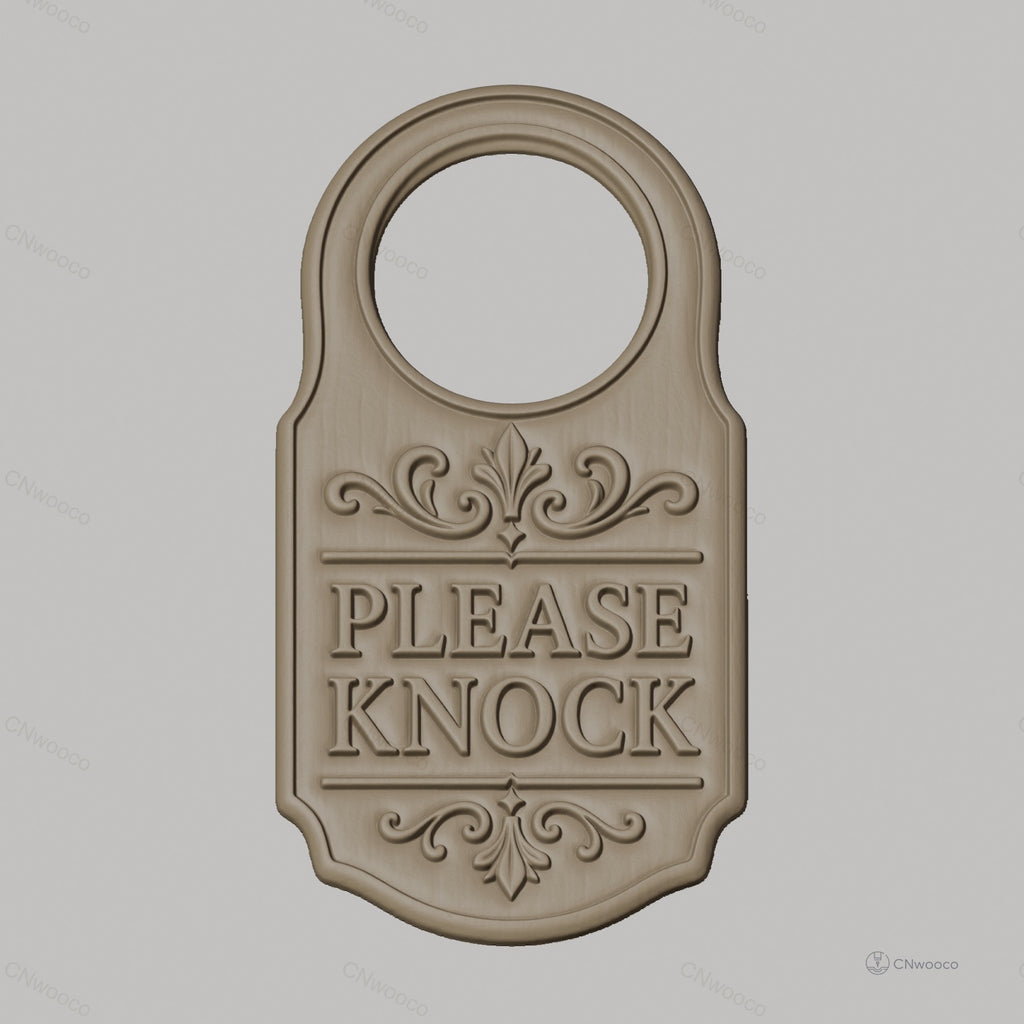 Fichier CNC & impression 3D panneau de porte "Please Knock" décoratif, STL très haute qualité