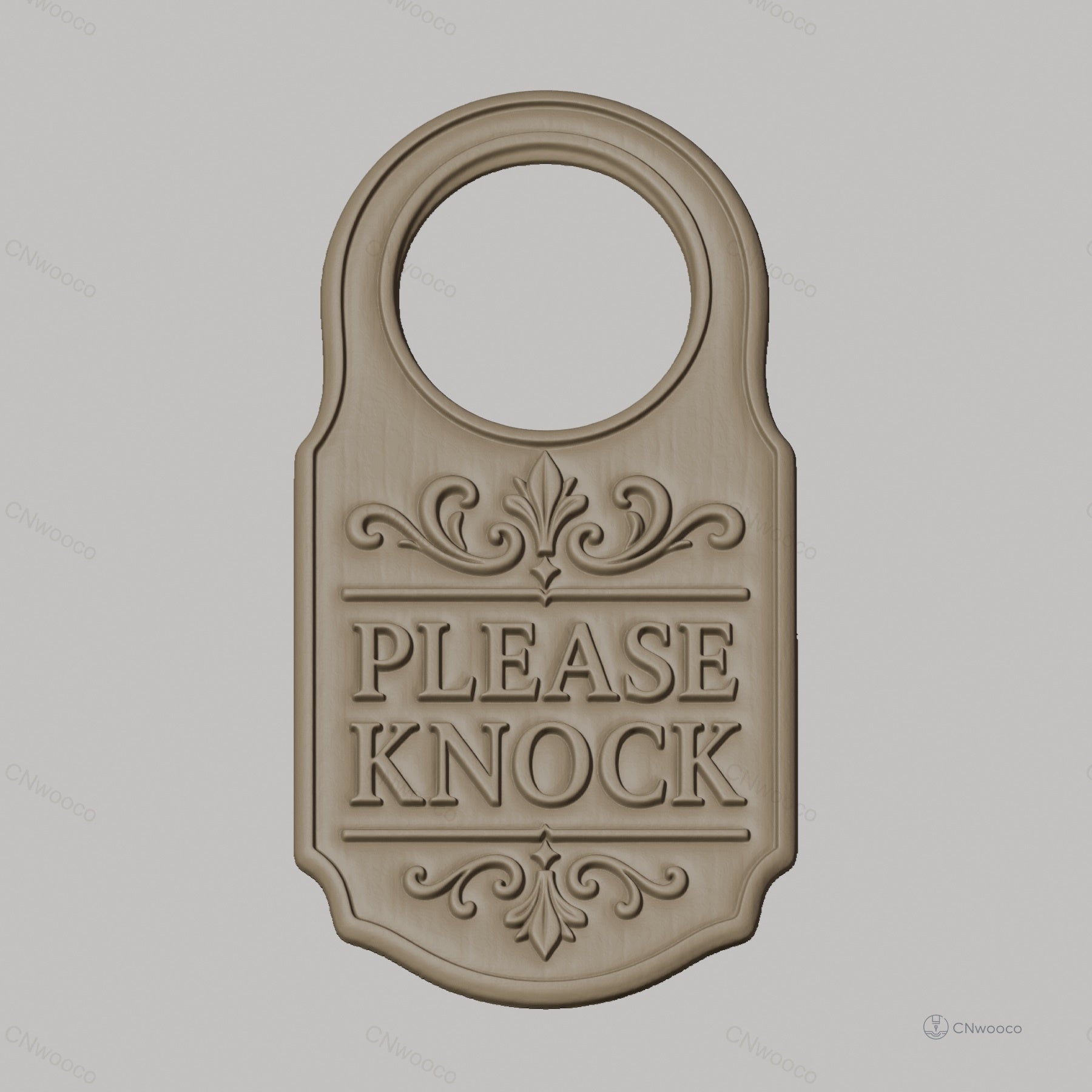 Fichier CNC & impression 3D panneau de porte "Please Knock" décoratif, STL très haute qualité