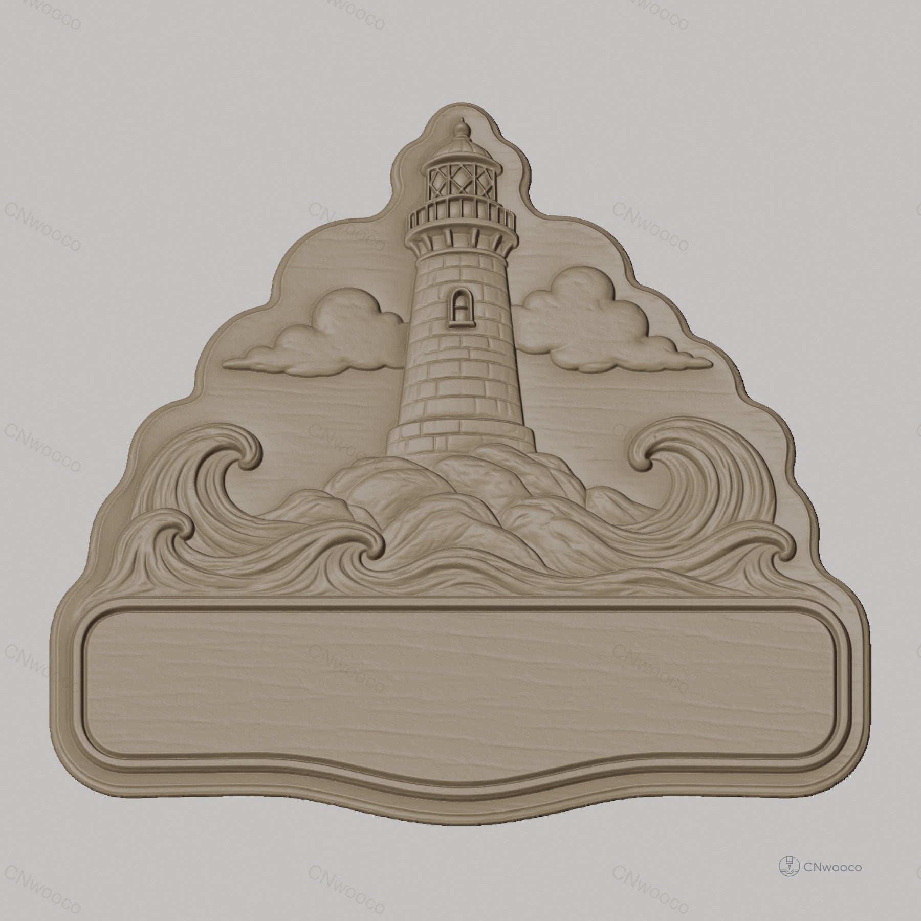 Fichier CNC & impression 3D enseigne phare maritime, vagues et ciel, STL très haute qualité