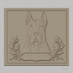 Fichier CNC & impression 3D chien dogue allemand portrait relief feuilles haute qualité relief STL