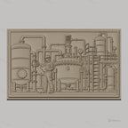 Fichier CNC & impression 3D industrie chimique, machine usine avec opérateur, haute qualité relief STL