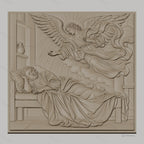 Fichier CNC & impression 3D ange visitant homme dormant, drapés et nuage, haute qualité relief STL