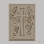 Fichier CNC & impression 3D Croix avec ailes d'ange, haute qualité relief STL