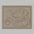 Fichier CNC & impression 3D chien Golden Retriever, patte, cœur et soleil, haute qualité relief STL