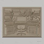 Fichier CNC & impression 3D studio musique électronique, synthétiseurs, clavier, casque, siège haute qualité relief STL