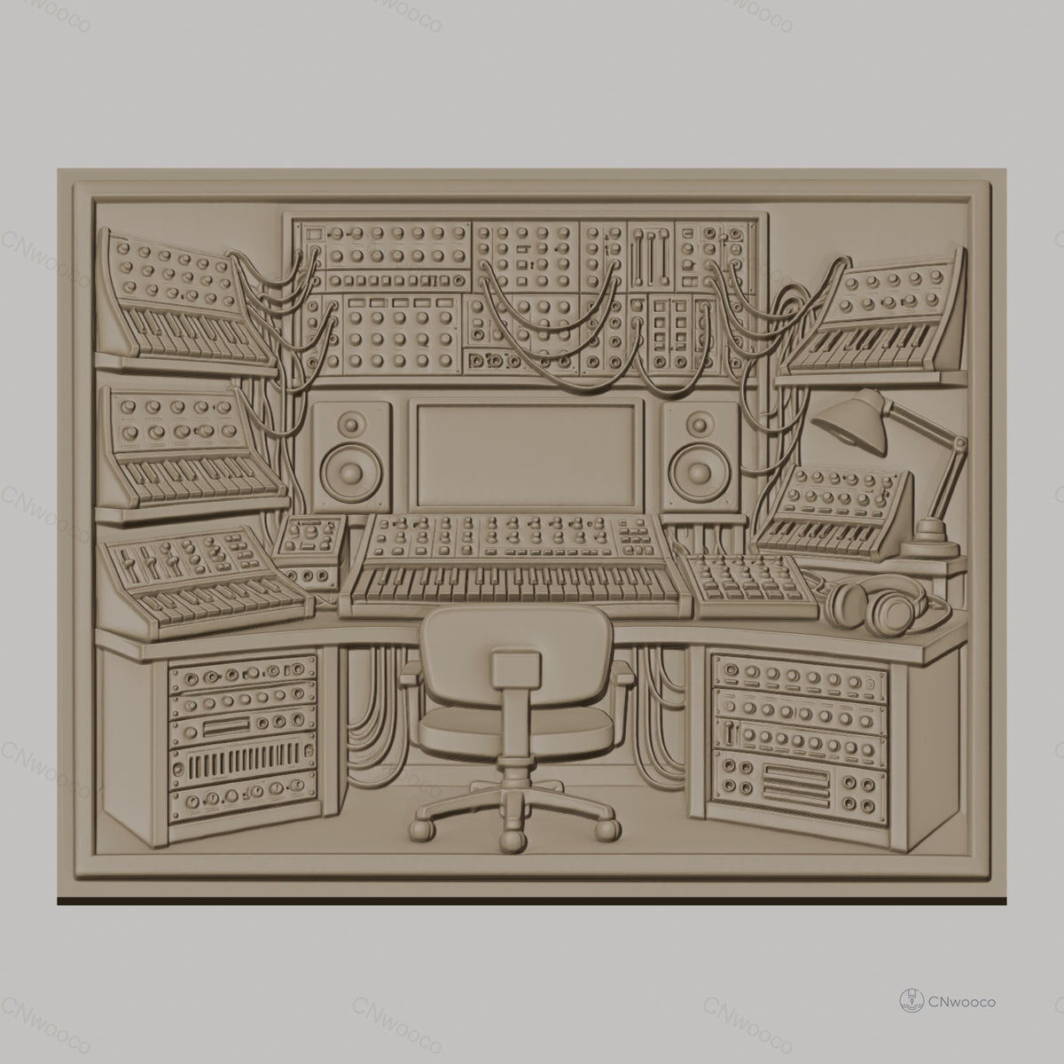 Fichier CNC & impression 3D studio musique électronique, synthétiseurs, clavier, casque, siège haute qualité relief STL