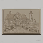 Fichier CNC & impression 3D maison au bord de mer, phare, sentier et végétation, haute qualité relief STL