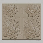 Fichier CNC & impression 3D croix et lotus, fleurs relief artistique, haute qualité relief STL