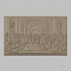 Fichier CNC & impression 3D école d athènes, figures philosophiques et architecture classique, haute qualité relief STL