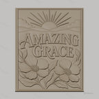 Fichier CNC & impression 3D Amazing Grace, soleil levant et fleurs, haute qualité relief STL