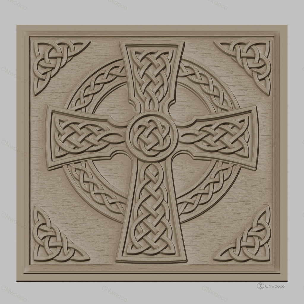 Fichier CNC & impression 3D Croix celtique, motifs noués et ornementations celtiques, haute qualité relief STL