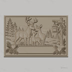 Fichier CNC & impression 3D famille de cerfs, forêt, coeur et lanterne, haute qualité relief STL