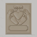 Fichier CNC & impression 3D bébé, mains, pieds et cœur avec ruban, haute qualité relief STL