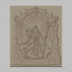 Fichier CNC & impression 3D magicien avec portail magique et bâton, haute qualité relief STL