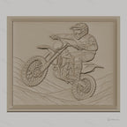 Fichier CNC & impression 3D motocross, pilote en action sur moto tout-terrain haute qualité relief STL