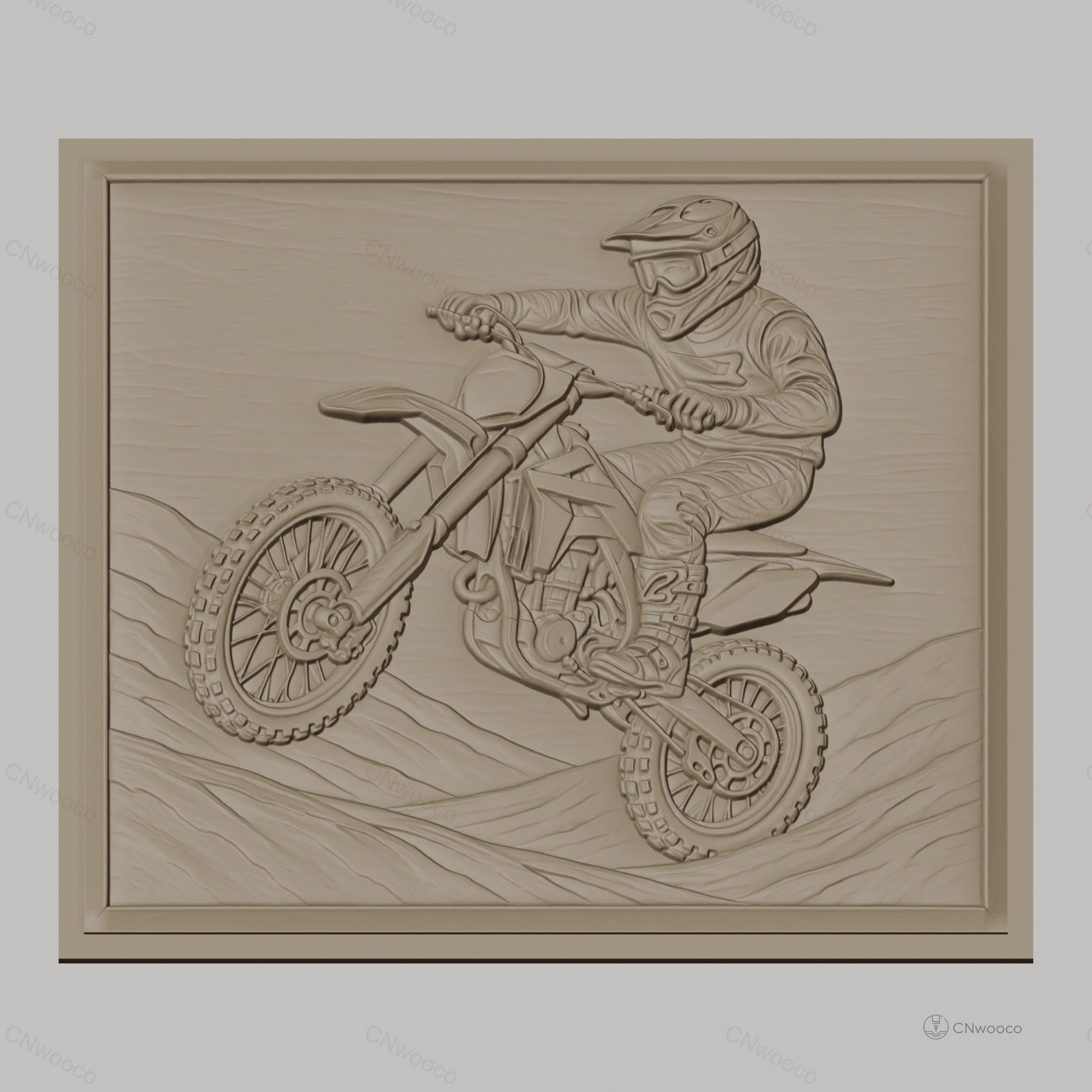 Fichier CNC & impression 3D motocross, pilote en action sur moto tout-terrain haute qualité relief STL
