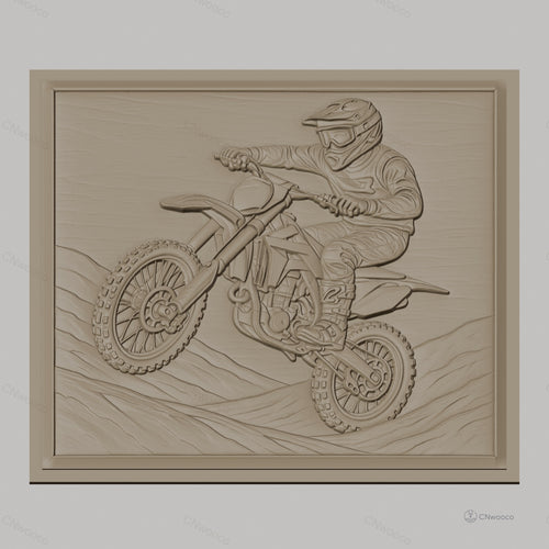 Fichier CNC & impression 3D motocross, pilote en action sur moto tout-terrain haute qualité relief STL