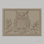 Fichier CNC & impression 3D hibou sur branche avec feuilles, haute qualité relief STL