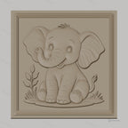 Fichier CNC & impression 3D bébé éléphant mignon, relief décoratif nature plantes, haute qualité relief STL