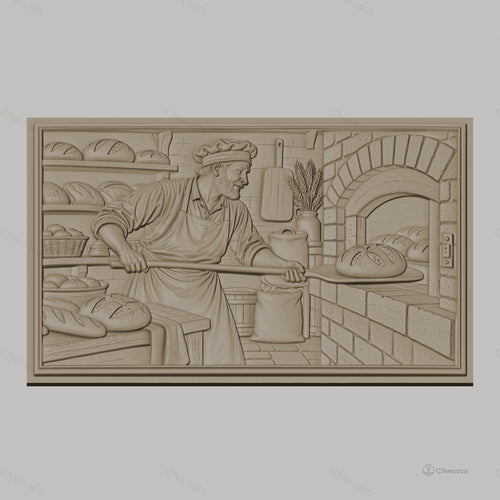 Fichier CNC & impression 3D boulanger, four à pain, pains, levure et farine, haute qualité relief STL