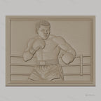 Fichier CNC & impression 3D boxeur dans le ring, gants de boxe, short, style réaliste, haute qualité relief STL