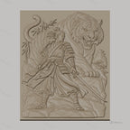 Fichier CNC & impression 3D samouraï et tigre, épée, bambou, pagode, haute qualité relief STL