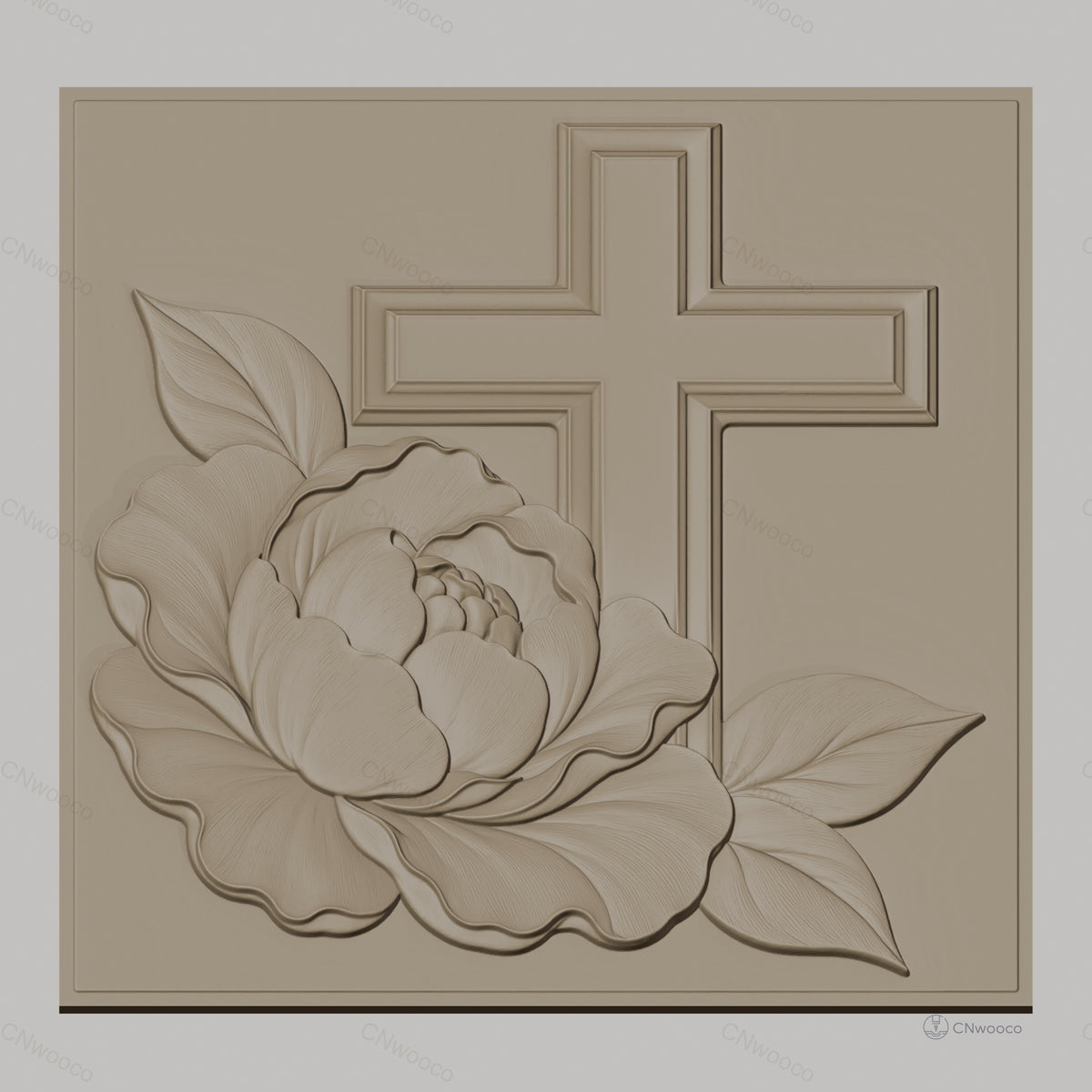 Fichier CNC & impression 3D fleur et croix chrétienne, relief délicat haute qualité relief STL