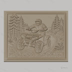 Fichier CNC & impression 3D quad ATV tout-terrain, pilote avec casque dans forêt détaillée, haute qualité relief STL
