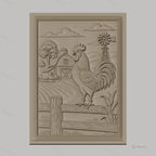 Fichier CNC & impression 3D coq à la ferme, moulin à vent et bâtiment agricole, haute qualité relief STL