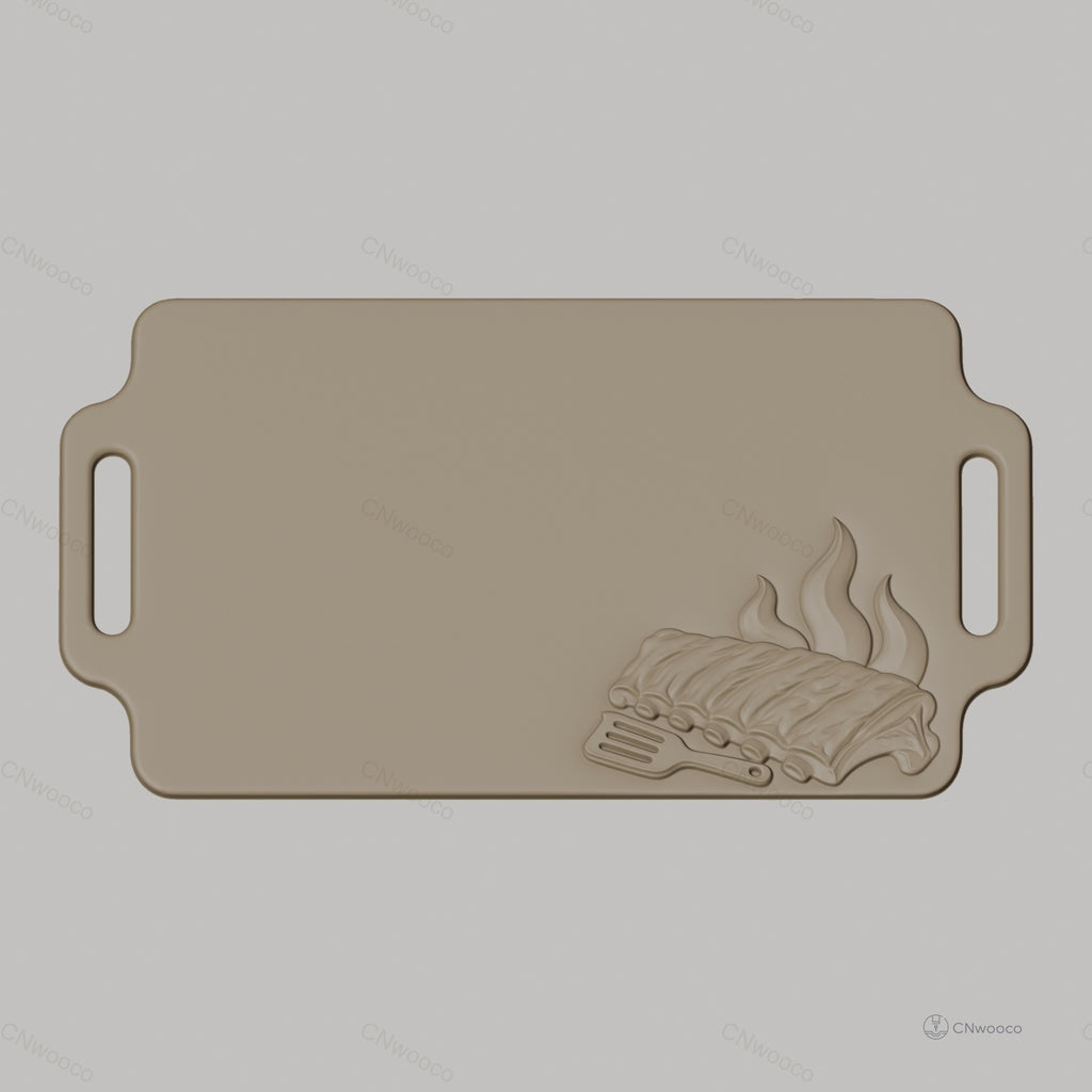 Fichier CNC barbecue ribs flaming meat bas-relief pour sculpture sur bois, STL