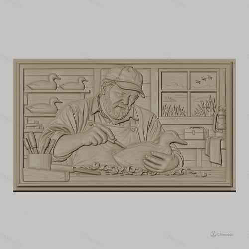 Fichier CNC & impression 3D artisan sculpteur de canards, atelier, outils, haut relief, haute qualité relief STL