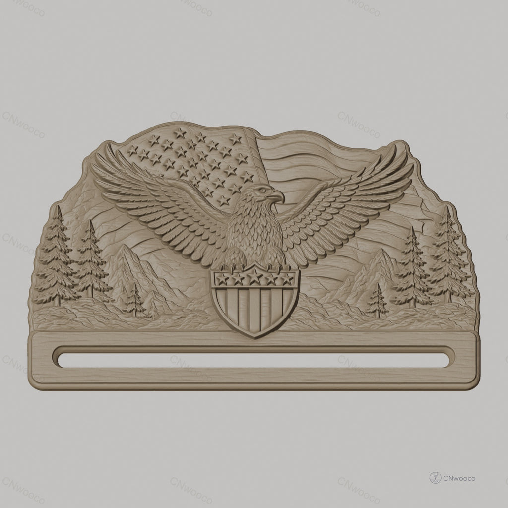Fichier CNC & impression 3D support mural aigle drapeau USA, STL très haute qualité