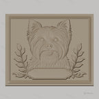 Fichier CNC & impression 3D chien Yorkshire terrier, branches décoratives, haute qualité relief STL