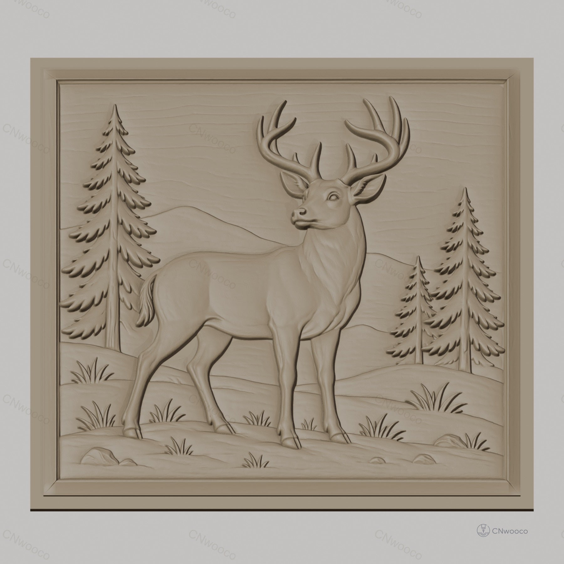 Fichier CNC & impression 3D cerf majestueux forêt montagne haute qualité relief STL