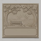 Fichier CNC & impression 3D paysage banc coucher de soleil arbres cadre vide haute qualité relief STL